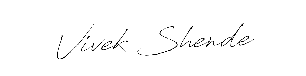 How to make Vivek Shende name signature. Use Antro_Vectra style for creating short signs online. This is the latest handwritten sign. Vivek Shende signature style 6 images and pictures png