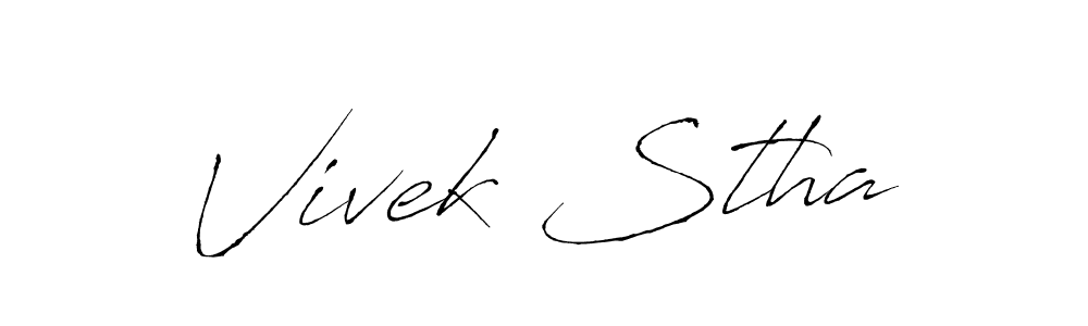 How to make Vivek Stha name signature. Use Antro_Vectra style for creating short signs online. This is the latest handwritten sign. Vivek Stha signature style 6 images and pictures png