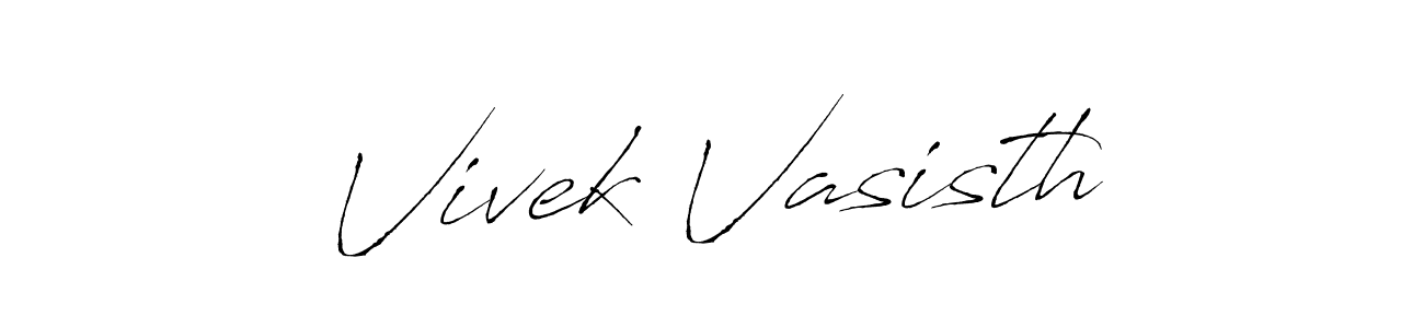 How to make Vivek Vasisth name signature. Use Antro_Vectra style for creating short signs online. This is the latest handwritten sign. Vivek Vasisth signature style 6 images and pictures png