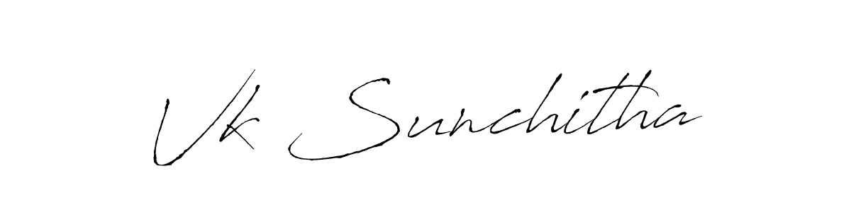 You should practise on your own different ways (Antro_Vectra) to write your name (Vk Sunchitha) in signature. don't let someone else do it for you. Vk Sunchitha signature style 6 images and pictures png