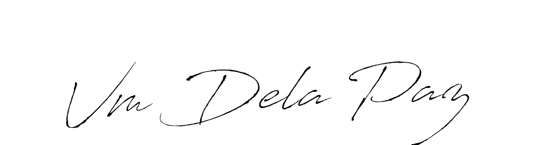 How to make Vm Dela Paz name signature. Use Antro_Vectra style for creating short signs online. This is the latest handwritten sign. Vm Dela Paz signature style 6 images and pictures png