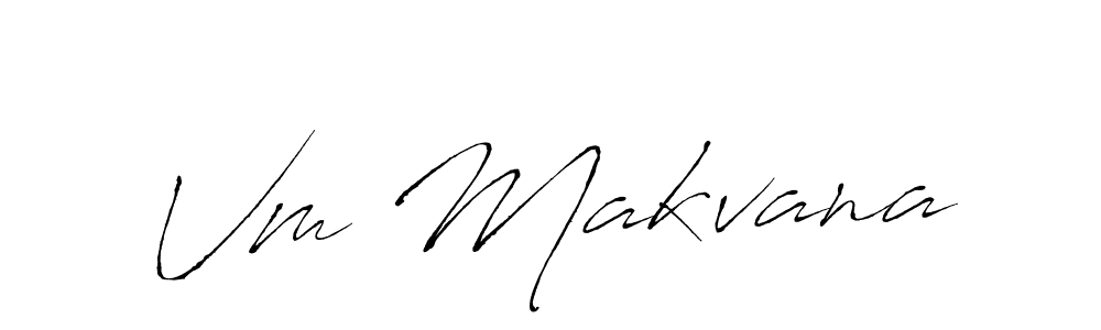 How to make Vm Makvana name signature. Use Antro_Vectra style for creating short signs online. This is the latest handwritten sign. Vm Makvana signature style 6 images and pictures png