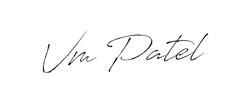 Design your own signature with our free online signature maker. With this signature software, you can create a handwritten (Antro_Vectra) signature for name Vm Patel. Vm Patel signature style 6 images and pictures png