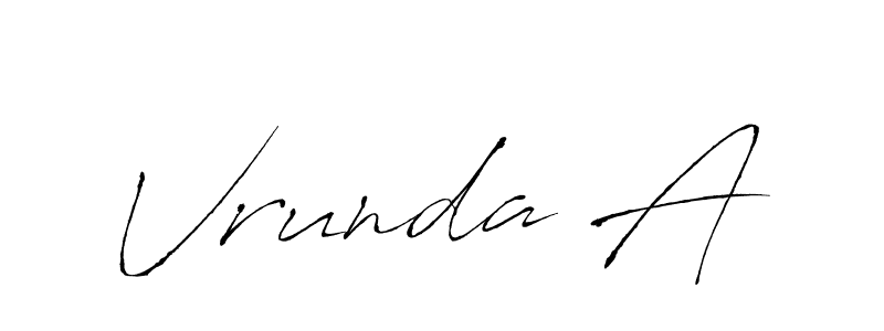 You can use this online signature creator to create a handwritten signature for the name Vrunda A. This is the best online autograph maker. Vrunda A signature style 6 images and pictures png