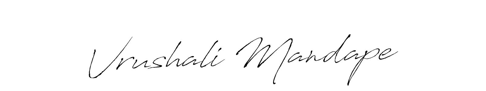 How to make Vrushali Mandape name signature. Use Antro_Vectra style for creating short signs online. This is the latest handwritten sign. Vrushali Mandape signature style 6 images and pictures png