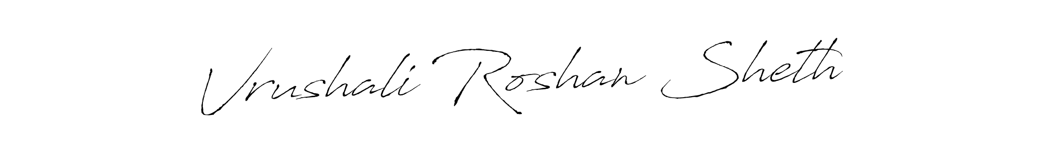 The best way (Antro_Vectra) to make a short signature is to pick only two or three words in your name. The name Vrushali Roshan Sheth include a total of six letters. For converting this name. Vrushali Roshan Sheth signature style 6 images and pictures png