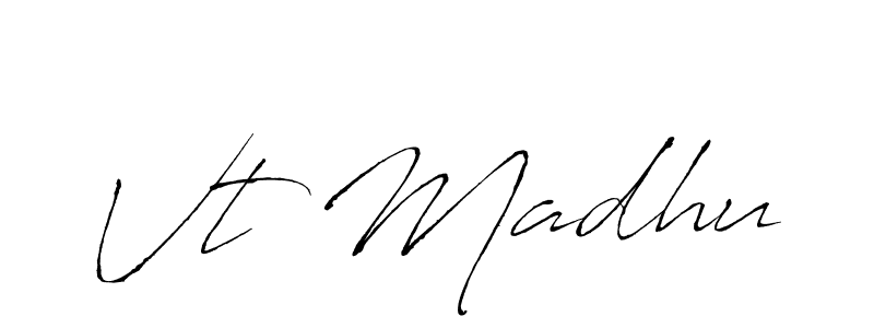 Vt Madhu stylish signature style. Best Handwritten Sign (Antro_Vectra) for my name. Handwritten Signature Collection Ideas for my name Vt Madhu. Vt Madhu signature style 6 images and pictures png