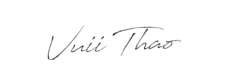 Make a beautiful signature design for name Vuii Thao. With this signature (Antro_Vectra) style, you can create a handwritten signature for free. Vuii Thao signature style 6 images and pictures png