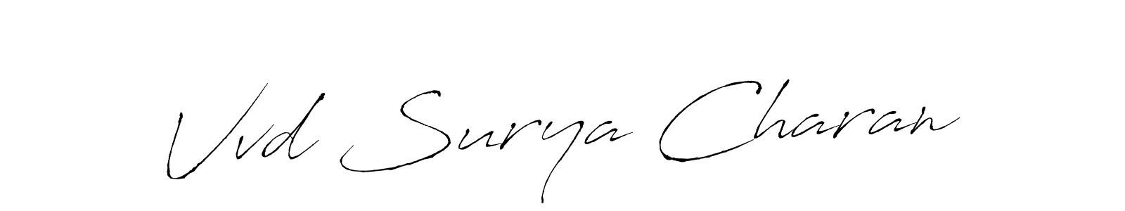 Antro_Vectra is a professional signature style that is perfect for those who want to add a touch of class to their signature. It is also a great choice for those who want to make their signature more unique. Get Vvd Surya Charan name to fancy signature for free. Vvd Surya Charan signature style 6 images and pictures png