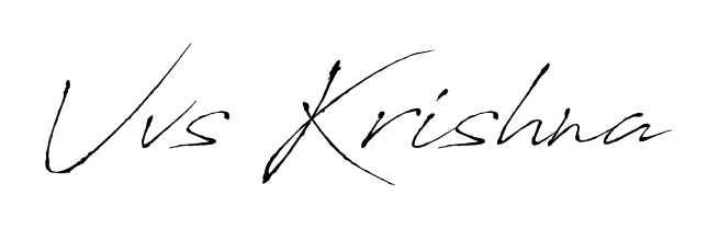 A modern signature idea for name Vvs Krishna using Antro_Vectra font. Clean strokes and elegant curves make it stand out instantly. Vvs Krishna signature style 6 images and pictures png