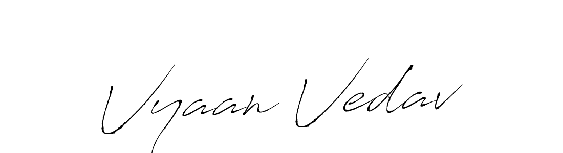 How to make Vyaan Vedav name signature. Use Antro_Vectra style for creating short signs online. This is the latest handwritten sign. Vyaan Vedav signature style 6 images and pictures png