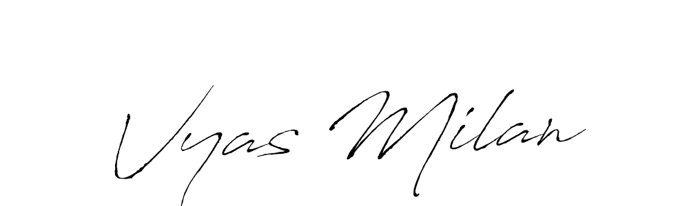 if you are searching for the best signature style for your name Vyas Milan. so please give up your signature search. here we have designed multiple signature styles  using Antro_Vectra. Vyas Milan signature style 6 images and pictures png