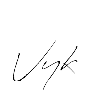 How to make Vyk signature? Antro_Vectra is a professional autograph style. Create handwritten signature for Vyk name. Vyk signature style 6 images and pictures png