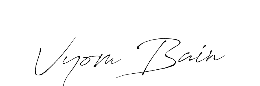 How to make Vyom Bain name signature. Use Antro_Vectra style for creating short signs online. This is the latest handwritten sign. Vyom Bain signature style 6 images and pictures png