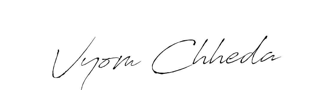 Create a beautiful signature design for name Vyom Chheda. With this signature (Antro_Vectra) fonts, you can make a handwritten signature for free. Vyom Chheda signature style 6 images and pictures png