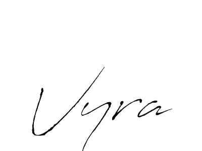 Use a signature maker to create a handwritten signature online. With this signature software, you can design (Antro_Vectra) your own signature for name Vyra. Vyra signature style 6 images and pictures png