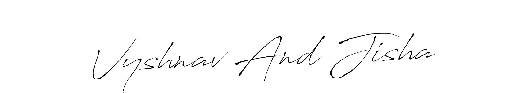 if you are searching for the best signature style for your name Vyshnav And Jisha. so please give up your signature search. here we have designed multiple signature styles  using Antro_Vectra. Vyshnav And Jisha signature style 6 images and pictures png