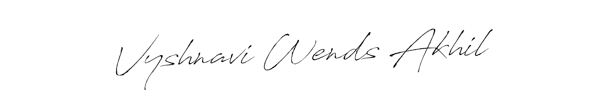 Make a beautiful signature design for name Vyshnavi Wends Akhil. With this signature (Antro_Vectra) style, you can create a handwritten signature for free. Vyshnavi Wends Akhil signature style 6 images and pictures png