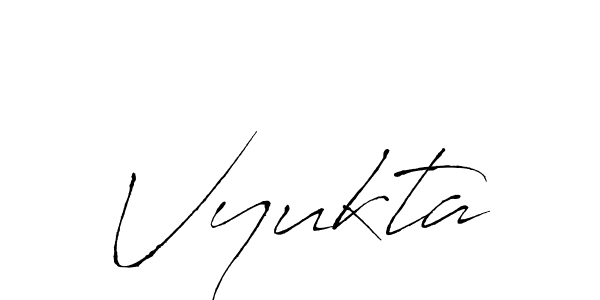 if you are searching for the best signature style for your name Vyukta. so please give up your signature search. here we have designed multiple signature styles  using Antro_Vectra. Vyukta signature style 6 images and pictures png