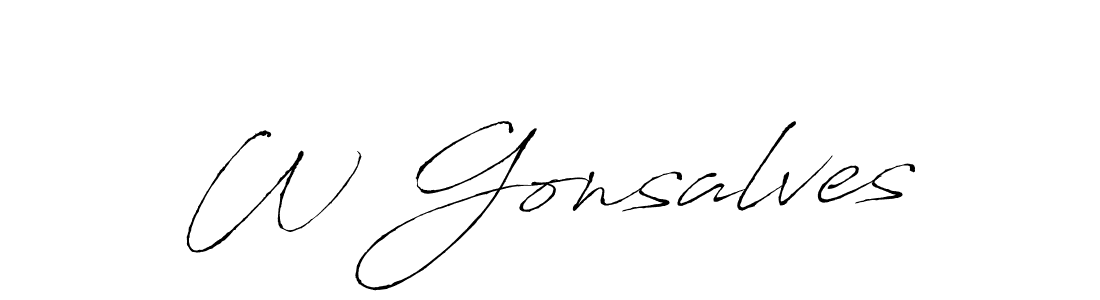 The best way (Antro_Vectra) to make a short signature is to pick only two or three words in your name. The name W Gonsalves include a total of six letters. For converting this name. W Gonsalves signature style 6 images and pictures png