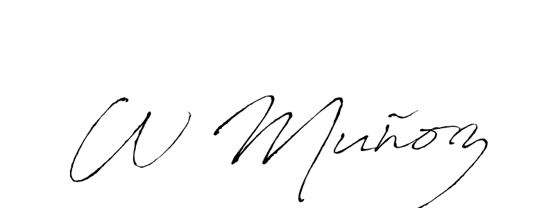 How to make W Muñoz name signature. Use Antro_Vectra style for creating short signs online. This is the latest handwritten sign. W Muñoz signature style 6 images and pictures png