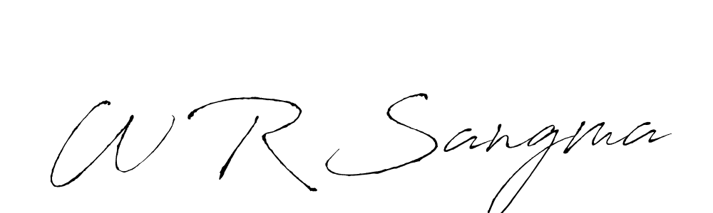 The best way (Antro_Vectra) to make a short signature is to pick only two or three words in your name. The name W R Sangma include a total of six letters. For converting this name. W R Sangma signature style 6 images and pictures png