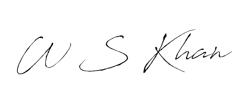 Make a beautiful signature design for name W S Khan. With this signature (Antro_Vectra) style, you can create a handwritten signature for free. W S Khan signature style 6 images and pictures png