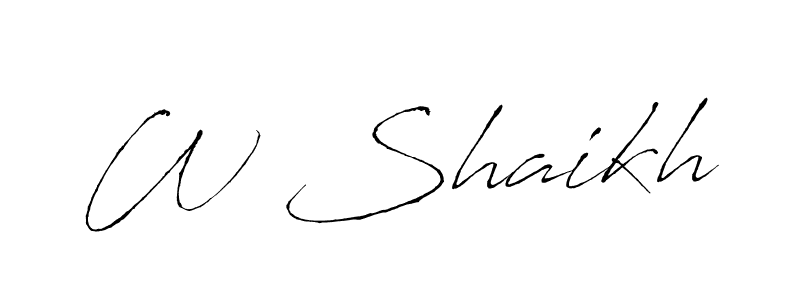 if you are searching for the best signature style for your name W Shaikh. so please give up your signature search. here we have designed multiple signature styles  using Antro_Vectra. W Shaikh signature style 6 images and pictures png