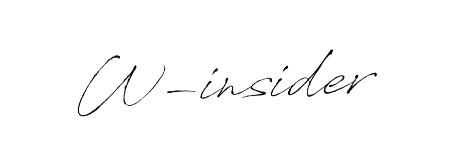 Make a beautiful signature design for name W-insider. With this signature (Antro_Vectra) style, you can create a handwritten signature for free. W-insider signature style 6 images and pictures png