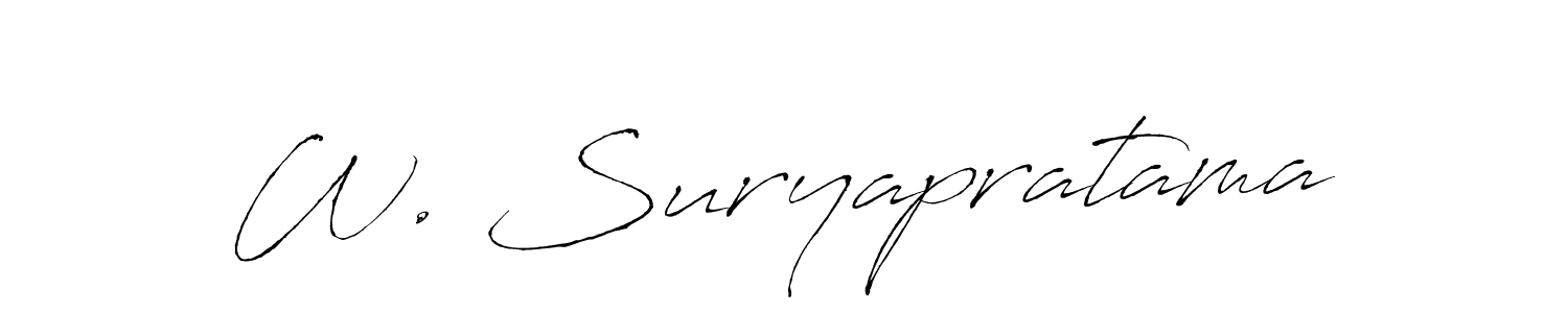 Antro_Vectra is a professional signature style that is perfect for those who want to add a touch of class to their signature. It is also a great choice for those who want to make their signature more unique. Get W. Suryapratama name to fancy signature for free. W. Suryapratama signature style 6 images and pictures png