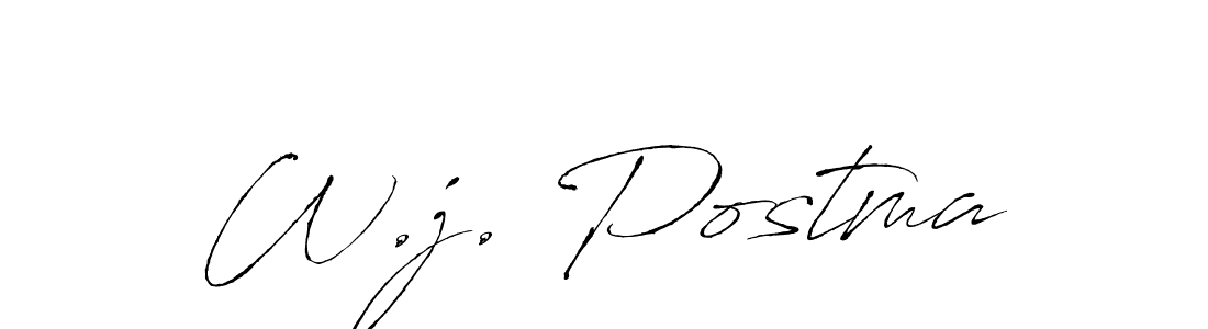 The best way (Antro_Vectra) to make a short signature is to pick only two or three words in your name. The name W.j. Postma include a total of six letters. For converting this name. W.j. Postma signature style 6 images and pictures png