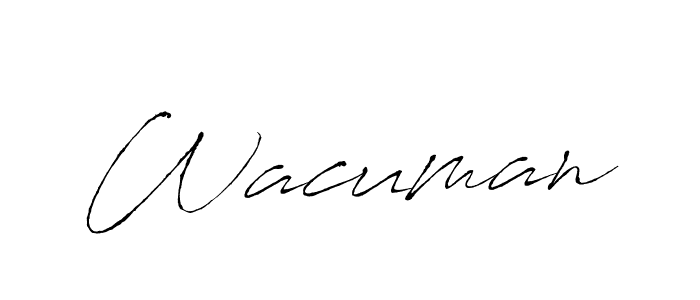 Antro_Vectra is a professional signature style that is perfect for those who want to add a touch of class to their signature. It is also a great choice for those who want to make their signature more unique. Get Wacuman name to fancy signature for free. Wacuman signature style 6 images and pictures png