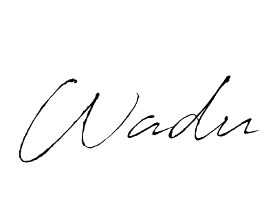 Use a signature maker to create a handwritten signature online. With this signature software, you can design (Antro_Vectra) your own signature for name Wadu. Wadu signature style 6 images and pictures png