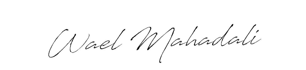 How to make Wael Mahadali name signature. Use Antro_Vectra style for creating short signs online. This is the latest handwritten sign. Wael Mahadali signature style 6 images and pictures png