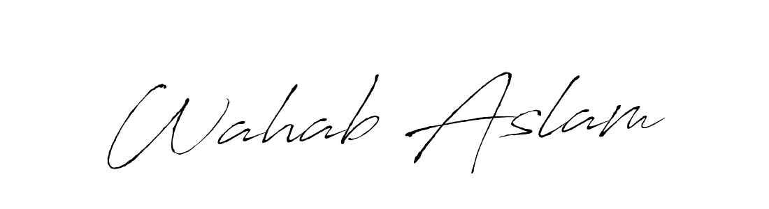 Use a signature maker to create a handwritten signature online. With this signature software, you can design (Antro_Vectra) your own signature for name Wahab Aslam. Wahab Aslam signature style 6 images and pictures png