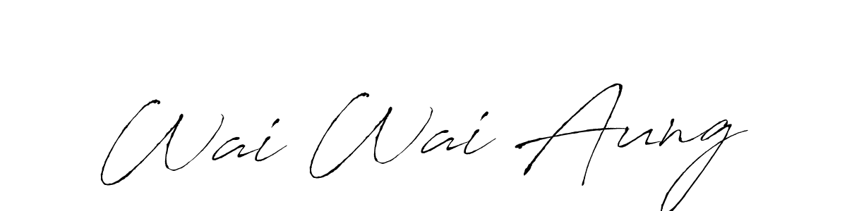 The best way (Antro_Vectra) to make a short signature is to pick only two or three words in your name. The name Wai Wai Aung include a total of six letters. For converting this name. Wai Wai Aung signature style 6 images and pictures png