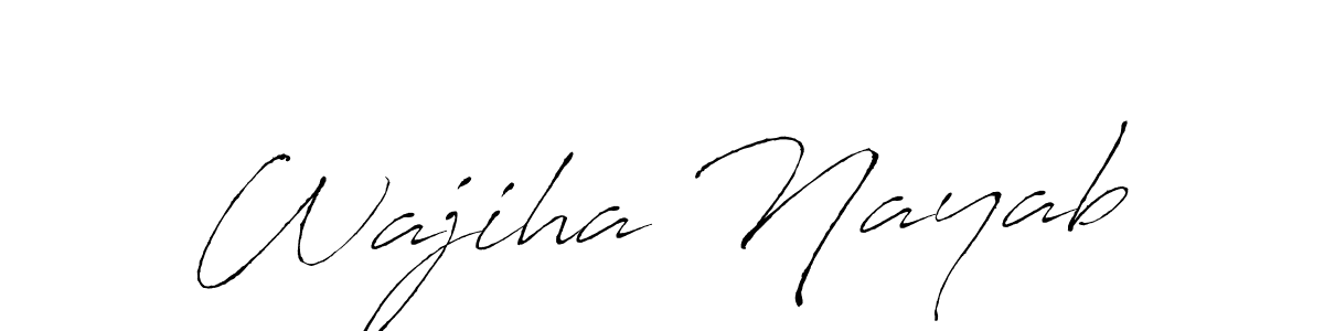 Make a beautiful signature design for name Wajiha Nayab. With this signature (Antro_Vectra) style, you can create a handwritten signature for free. Wajiha Nayab signature style 6 images and pictures png