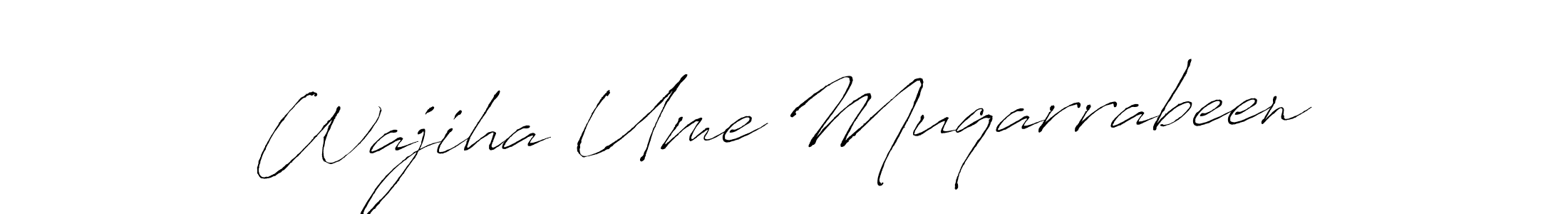 The best way (Antro_Vectra) to make a short signature is to pick only two or three words in your name. The name Wajiha Ume Muqarrabeen include a total of six letters. For converting this name. Wajiha Ume Muqarrabeen signature style 6 images and pictures png