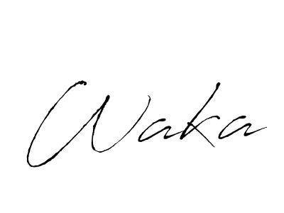 Make a beautiful signature design for name Waka. With this signature (Antro_Vectra) style, you can create a handwritten signature for free. Waka signature style 6 images and pictures png