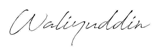 The Antro_Vectra handwriting style adds charm and authenticity to name Waliyuddin. A wonderful choice for personal thank-you notes. Waliyuddin signature style 6 images and pictures png