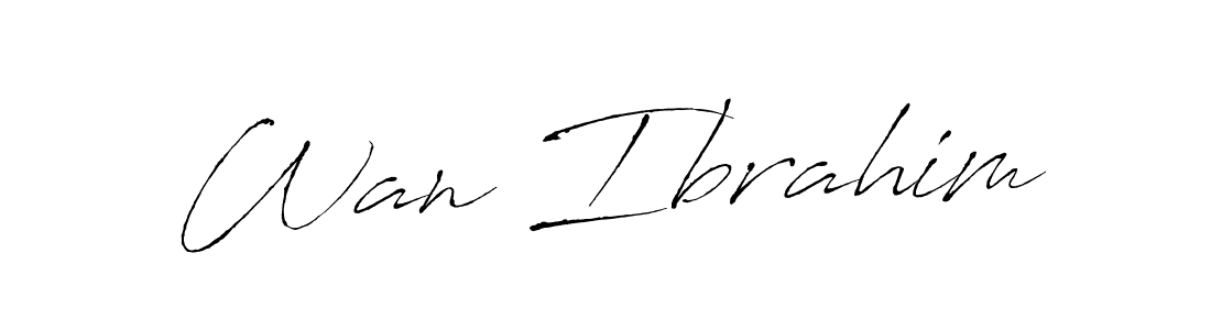 if you are searching for the best signature style for your name Wan Ibrahim. so please give up your signature search. here we have designed multiple signature styles  using Antro_Vectra. Wan Ibrahim signature style 6 images and pictures png