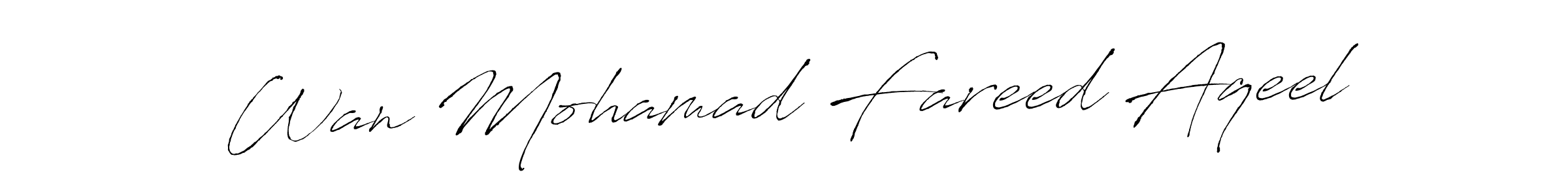 if you are searching for the best signature style for your name Wan Mohamad Fareed Aqeel. so please give up your signature search. here we have designed multiple signature styles  using Antro_Vectra. Wan Mohamad Fareed Aqeel signature style 6 images and pictures png