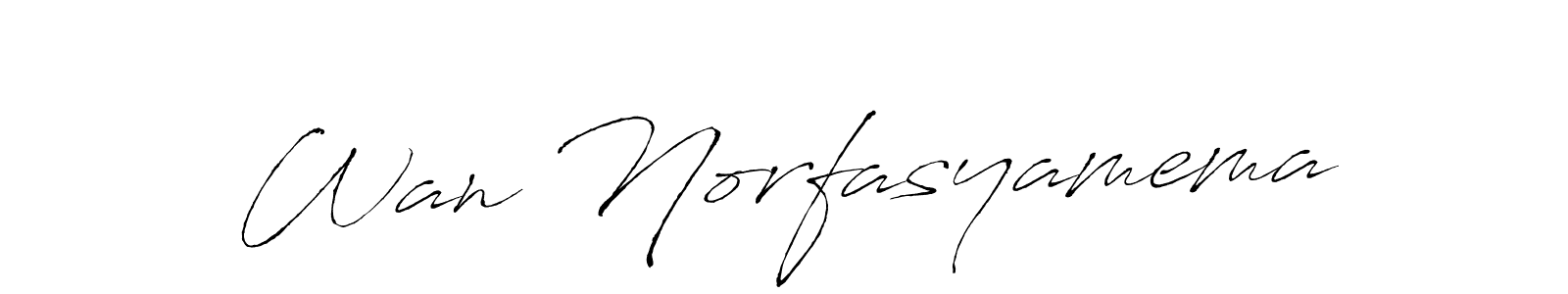 Antro_Vectra is a professional signature style that is perfect for those who want to add a touch of class to their signature. It is also a great choice for those who want to make their signature more unique. Get Wan Norfasyamema name to fancy signature for free. Wan Norfasyamema signature style 6 images and pictures png
