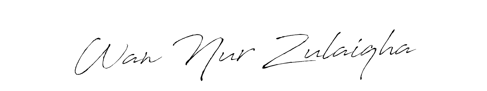 if you are searching for the best signature style for your name Wan Nur Zulaiqha. so please give up your signature search. here we have designed multiple signature styles  using Antro_Vectra. Wan Nur Zulaiqha signature style 6 images and pictures png
