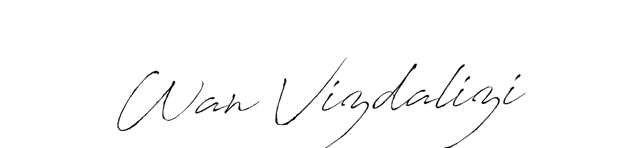 Antro_Vectra is a professional signature style that is perfect for those who want to add a touch of class to their signature. It is also a great choice for those who want to make their signature more unique. Get Wan Vizdalizi name to fancy signature for free. Wan Vizdalizi signature style 6 images and pictures png