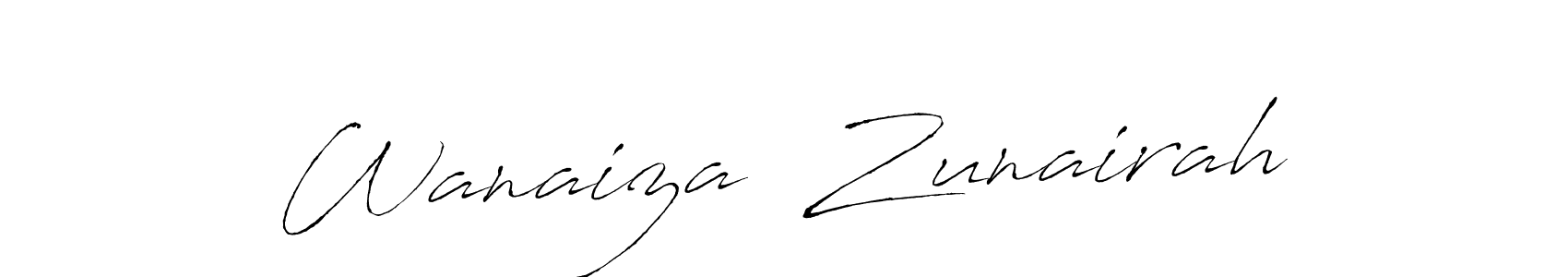 Similarly Antro_Vectra is the best handwritten signature design. Signature creator online .You can use it as an online autograph creator for name Wanaiza  Zunairah. Wanaiza  Zunairah signature style 6 images and pictures png