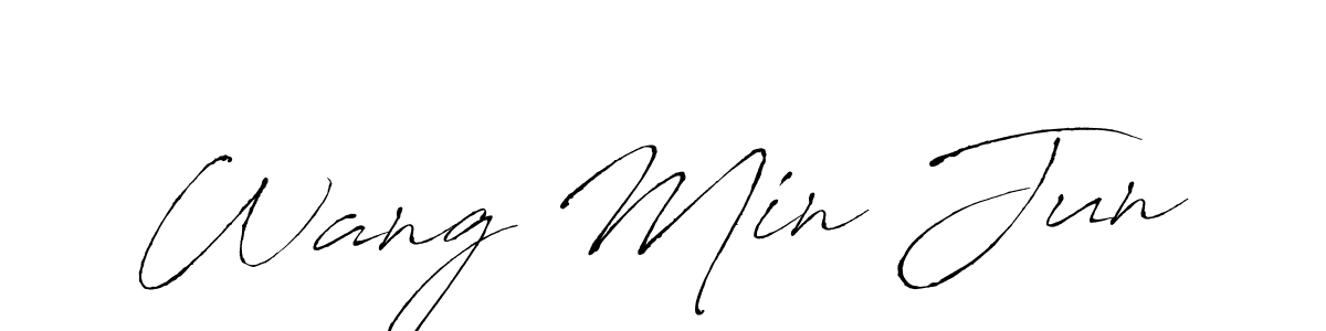 Wang Min Jun stylish signature style. Best Handwritten Sign (Antro_Vectra) for my name. Handwritten Signature Collection Ideas for my name Wang Min Jun. Wang Min Jun signature style 6 images and pictures png