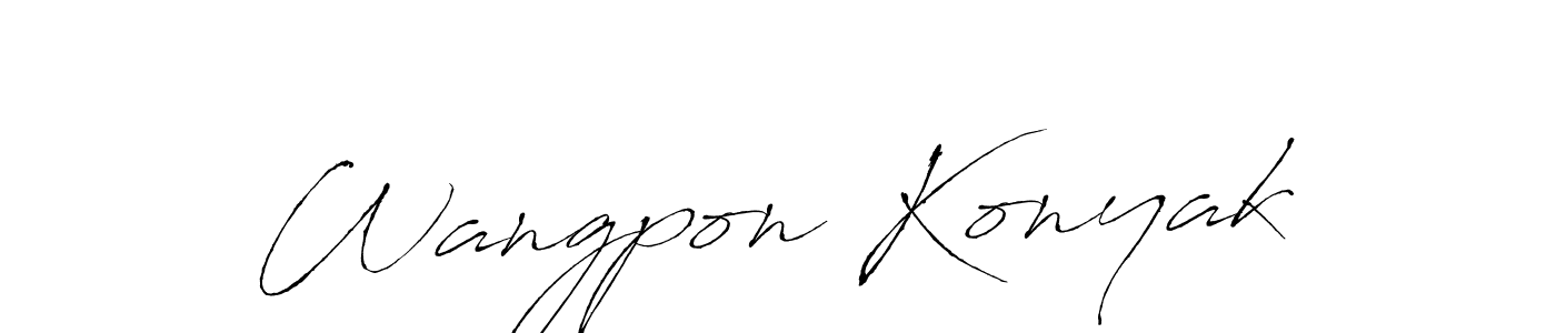 Antro_Vectra is a professional signature style that is perfect for those who want to add a touch of class to their signature. It is also a great choice for those who want to make their signature more unique. Get Wangpon Konyak name to fancy signature for free. Wangpon Konyak signature style 6 images and pictures png