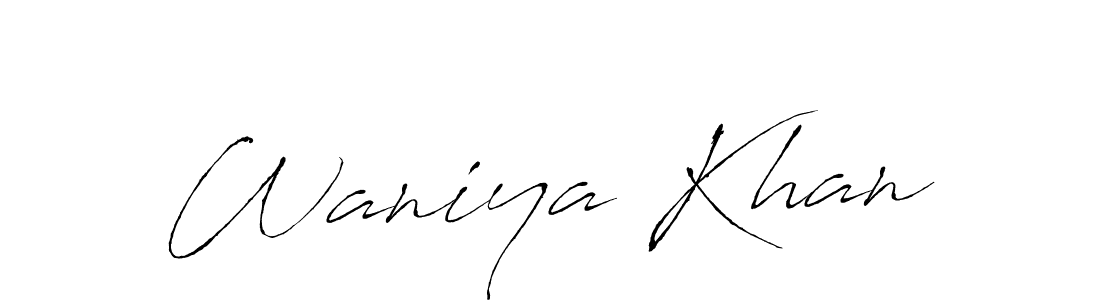 How to make Waniya Khan name signature. Use Antro_Vectra style for creating short signs online. This is the latest handwritten sign. Waniya Khan signature style 6 images and pictures png
