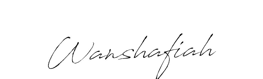 Make a beautiful signature design for name Wanshafiah. With this signature (Antro_Vectra) style, you can create a handwritten signature for free. Wanshafiah signature style 6 images and pictures png